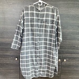 🛍️EUC Cotton Pickers Grey White Black Check Dress or Jacket Button Front P…